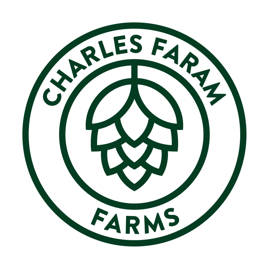This image features a green logo with a hop icon in the middle and the words Charles Faram Farms around the outside. Which hop are you