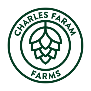 This image features a green logo with a hop icon in the middle and the words Charles Faram Farms around the outside. Which hop are you