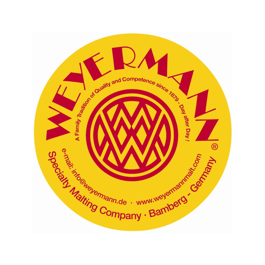 This image contains the Weyermann logo which consistents of a yellow circle with red writing. Weyermann are one of the supplier partners for the Brewery Resource Roadshow