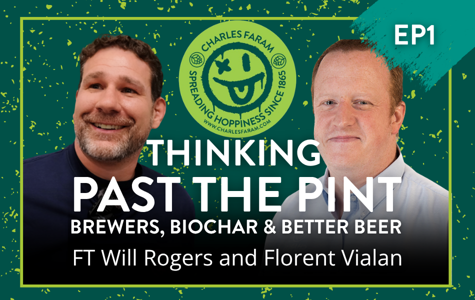 This image shows an advert for season 3 episode 1 of Spreading Hoppiness, Thinking past the pint: Brewers, Biochar and Better beer featuring Will Rogers and Flo Vialan