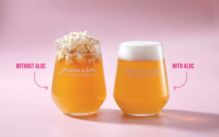 ALDC image showing beer with and without ALDC